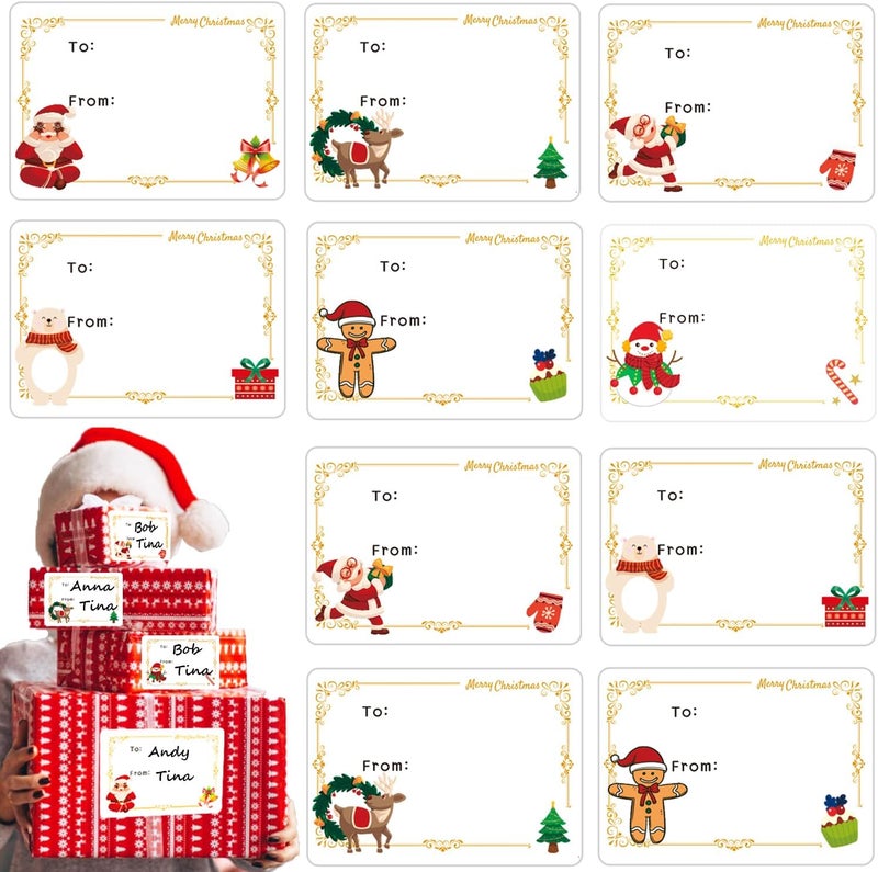 Ccswybf 150 Pcs Christmas Tags, Self Adhesive Xmas Gift Tags Christmas Labels Stickers Christmas Name Labels for Present Party Bags Cards Envelope - Image 1